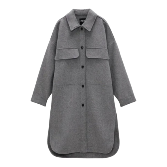 Zara Wool Blend Long Oversized Overshirt Schacket Coat Bloggers Favorite - Picture 8 of 14